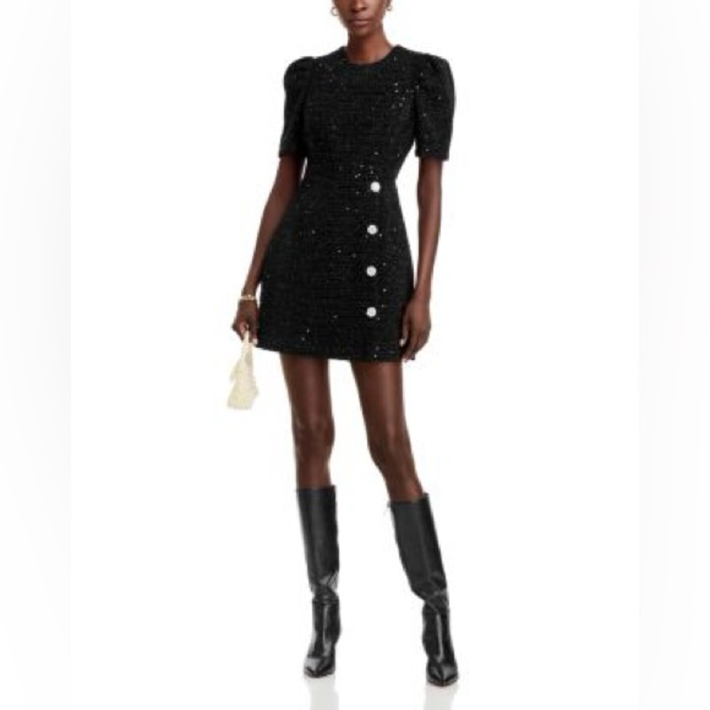 Aqua Sequin Tweed Mini Dress